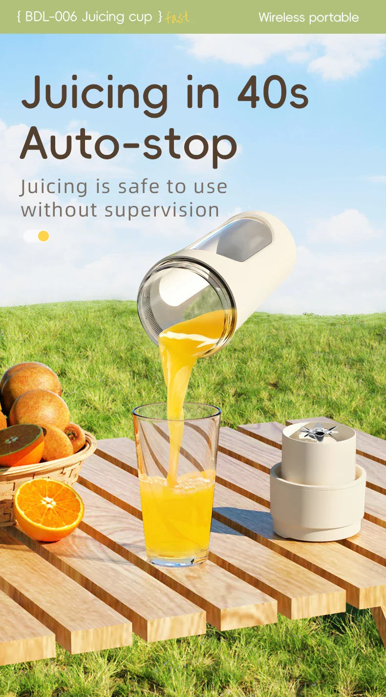 500ML Portable Electric Blender 40W USB Rechargeable Cordless Juicer High Powerful Juicer Cup For Smoothie Milkshake