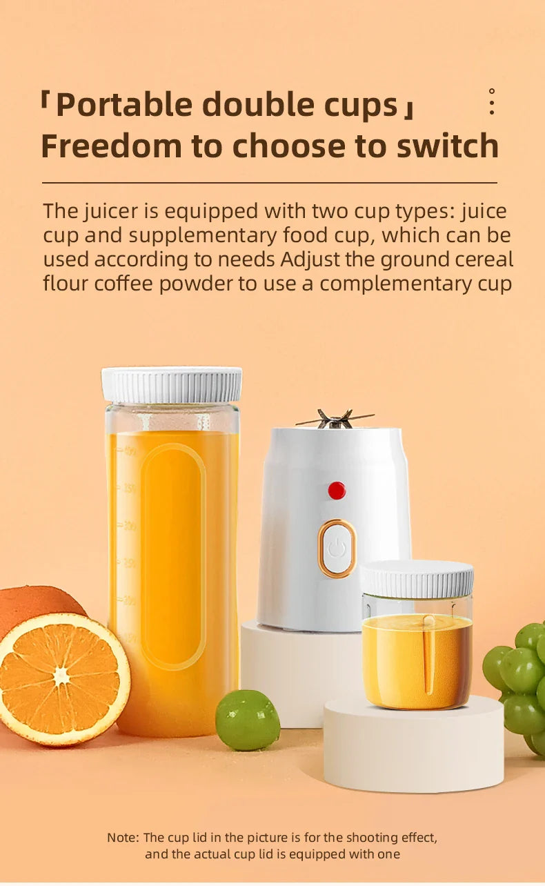 500ML Portable Electric Blender 40W USB Rechargeable Cordless Juicer High Powerful Juicer Cup For Smoothie Milkshake