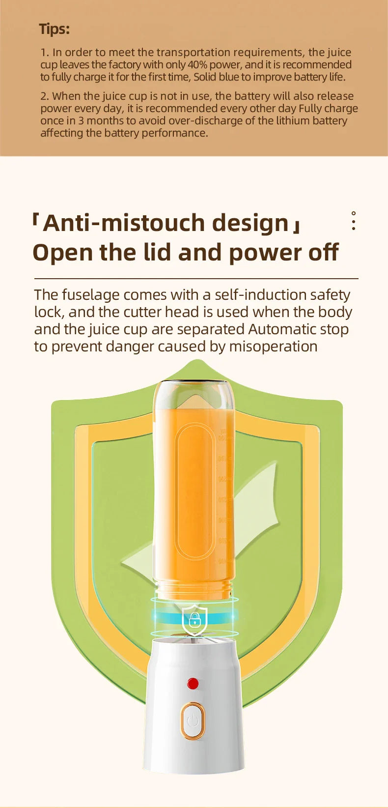 500ML Portable Electric Blender 40W USB Rechargeable Cordless Juicer High Powerful Juicer Cup For Smoothie Milkshake