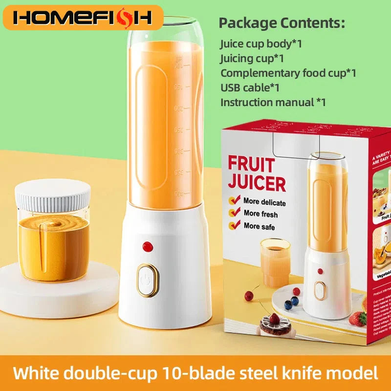 500ML Portable Electric Blender 40W USB Rechargeable Cordless Juicer High Powerful Juicer Cup For Smoothie Milkshake