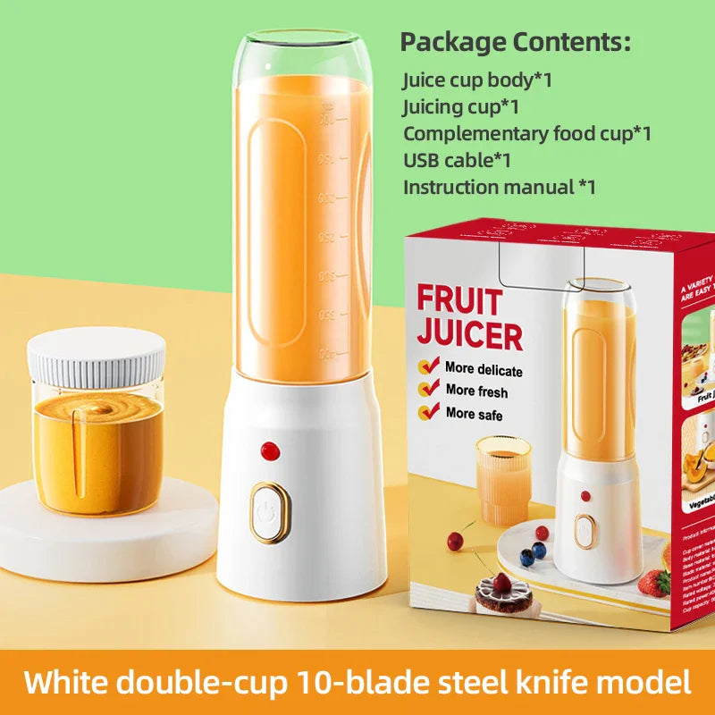 500ML Portable Electric Blender 40W USB Rechargeable Cordless Juicer High Powerful Juicer Cup For Smoothie Milkshake