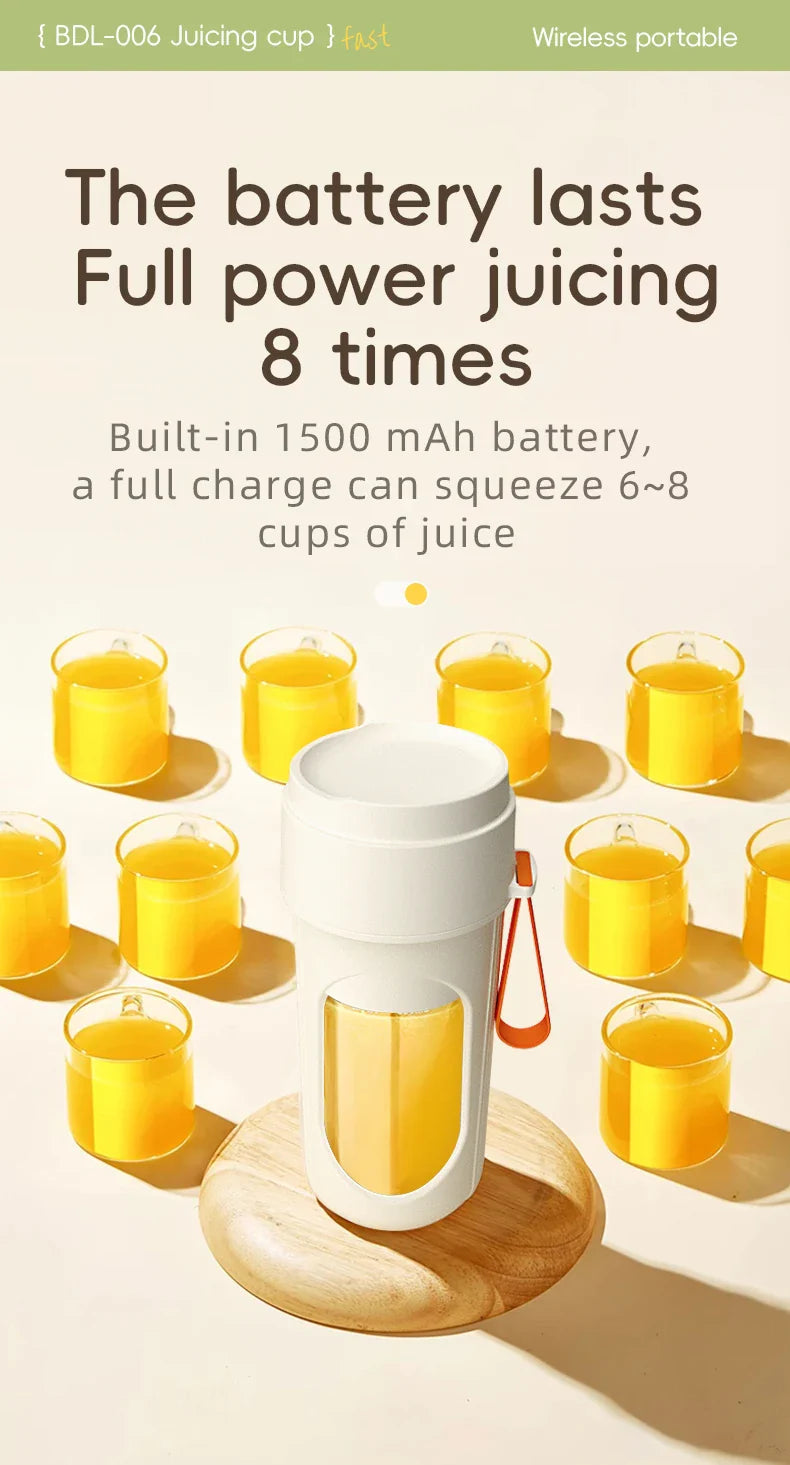 500ML Portable Electric Blender 40W USB Rechargeable Cordless Juicer High Powerful Juicer Cup For Smoothie Milkshake
