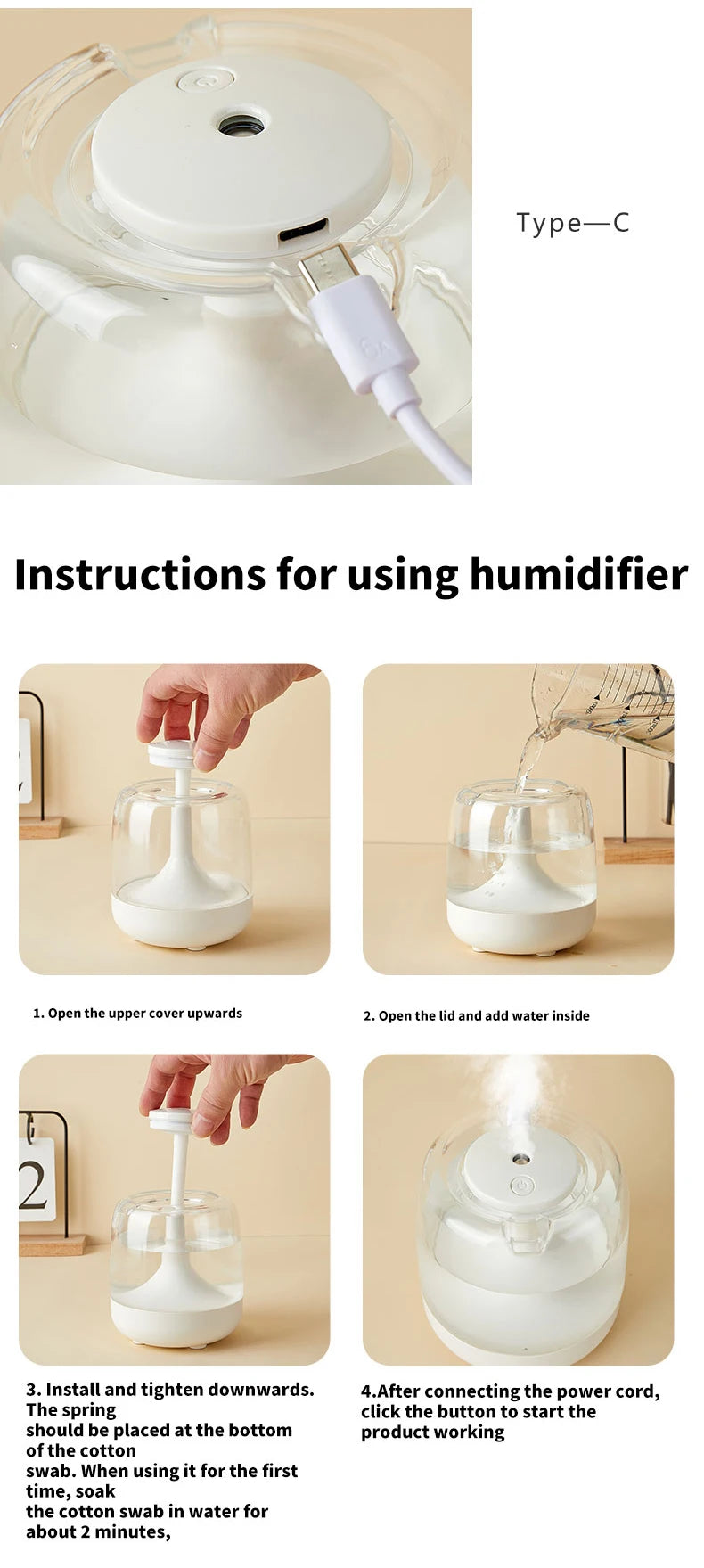650ML Portable Humidifier Air Humidifier Essential Oil Home Bedroom Aroma Diffuser With Colorful Night Lights USB Humidifier