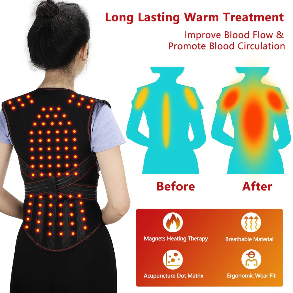 Self Heating Back Support Waist Brace Magnetic Heating Corrector Belt Back Posture Corrector Spine Back Lumbar Belt N Neck Brace
