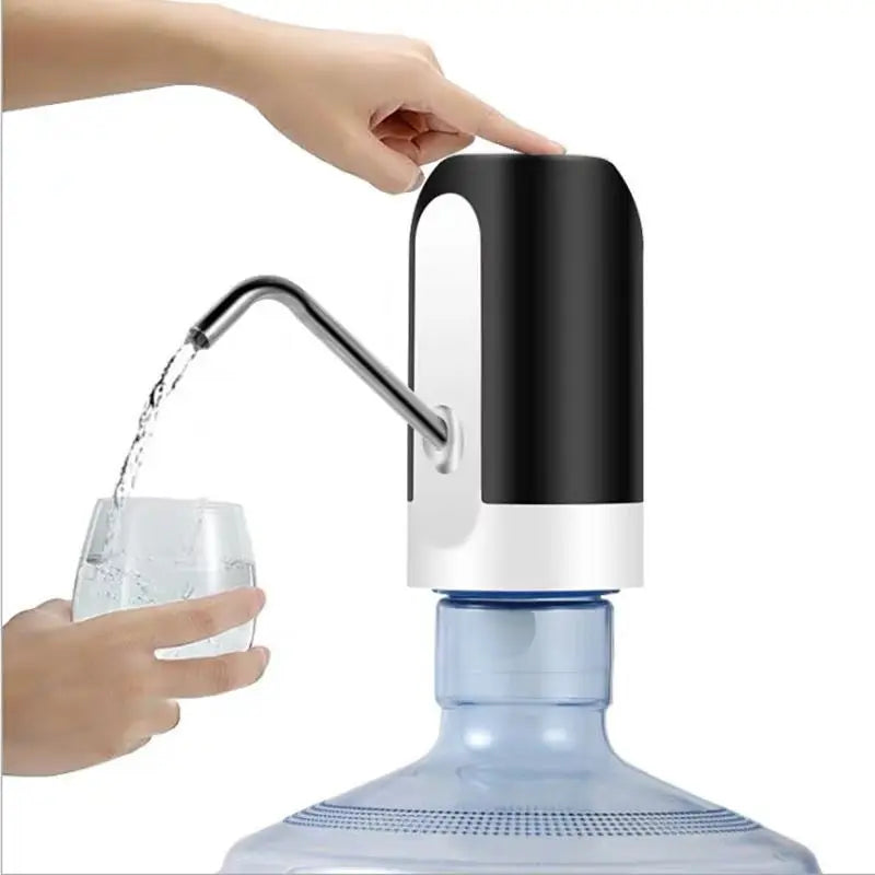 HydraFlow Automatic Water Bottle Pump - USB Rechargeable, One-Click Dispensing, White/Black