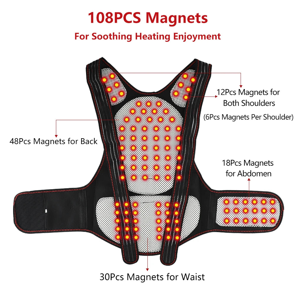 Self Heating Back Support Waist Brace Magnetic Heating Corrector Belt Back Posture Corrector Spine Back Lumbar Belt N Neck Brace