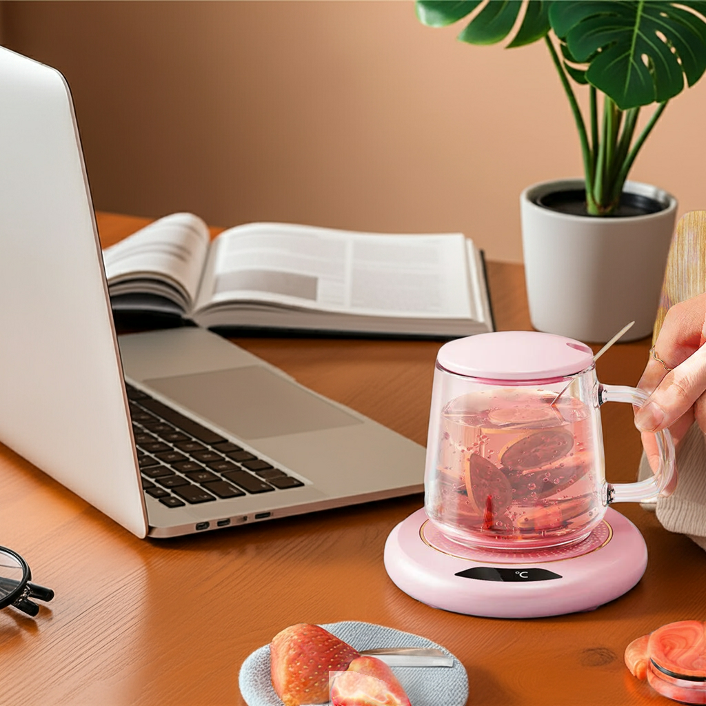 1PC Thermostatic Heating Coaster USB Home Heating Coaster 3-speed Adjustment Heating 55 Degrees Constant Temperature