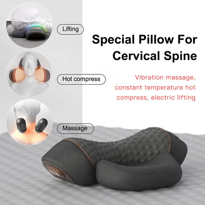 3 In 1 Neck Massager Pillow Electric Cervical Pillow Lifting Traction Relax Hot Compress Vibration Massage Neck Pain Relief