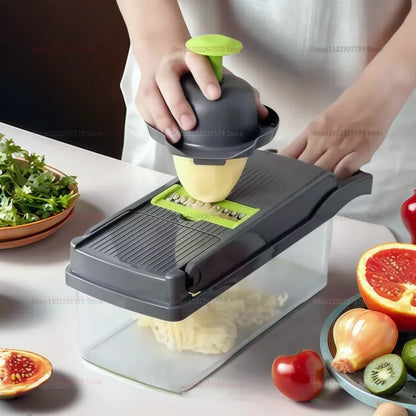 Household Vegetable Slicer and Food Chopper Kitchen Tool with Tomato Carrot Onion Grater Shredder for Meal Prep and Cooking