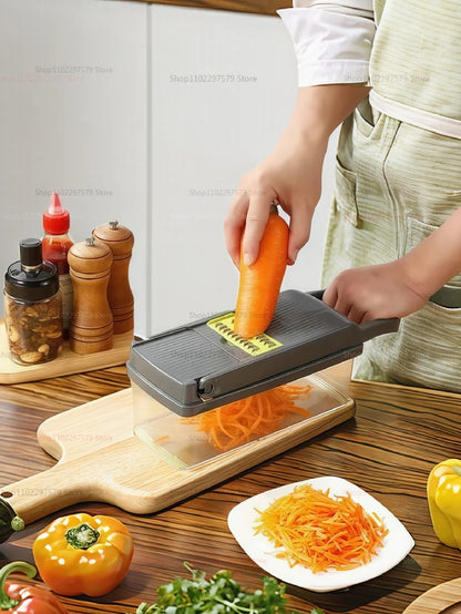 Household Vegetable Slicer and Food Chopper Kitchen Tool with Tomato Carrot Onion Grater Shredder for Meal Prep and Cooking
